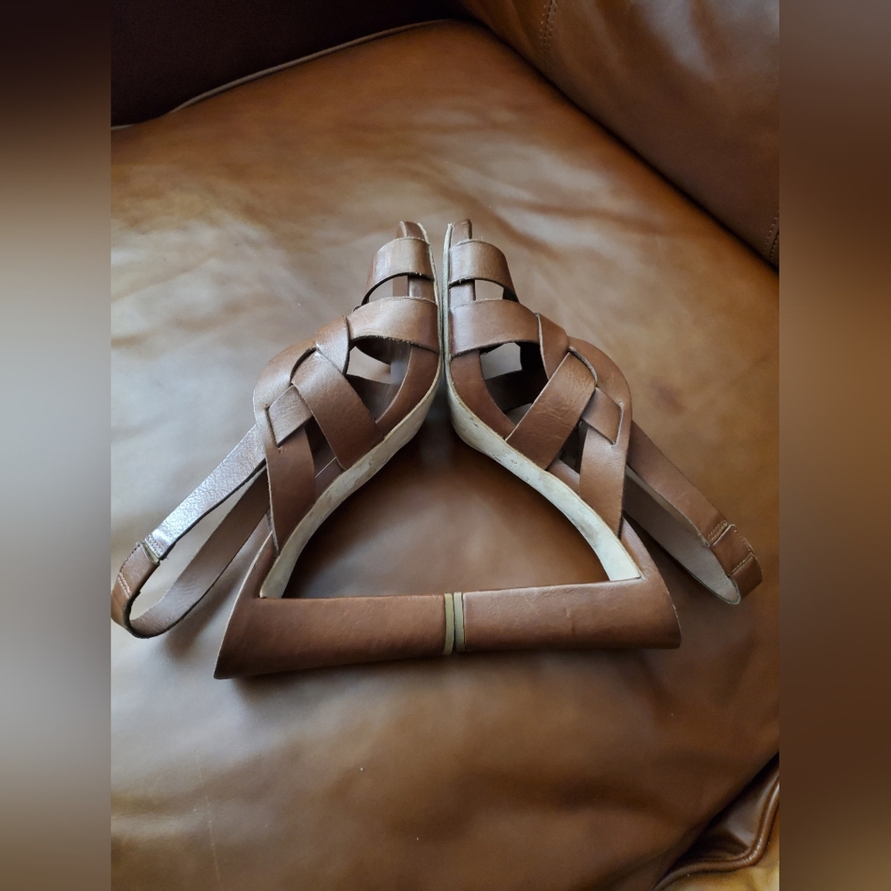 Del Carlo Brown leather Heeled Sandals Summer Shoes Used Size 40 - Picture 5 of 11